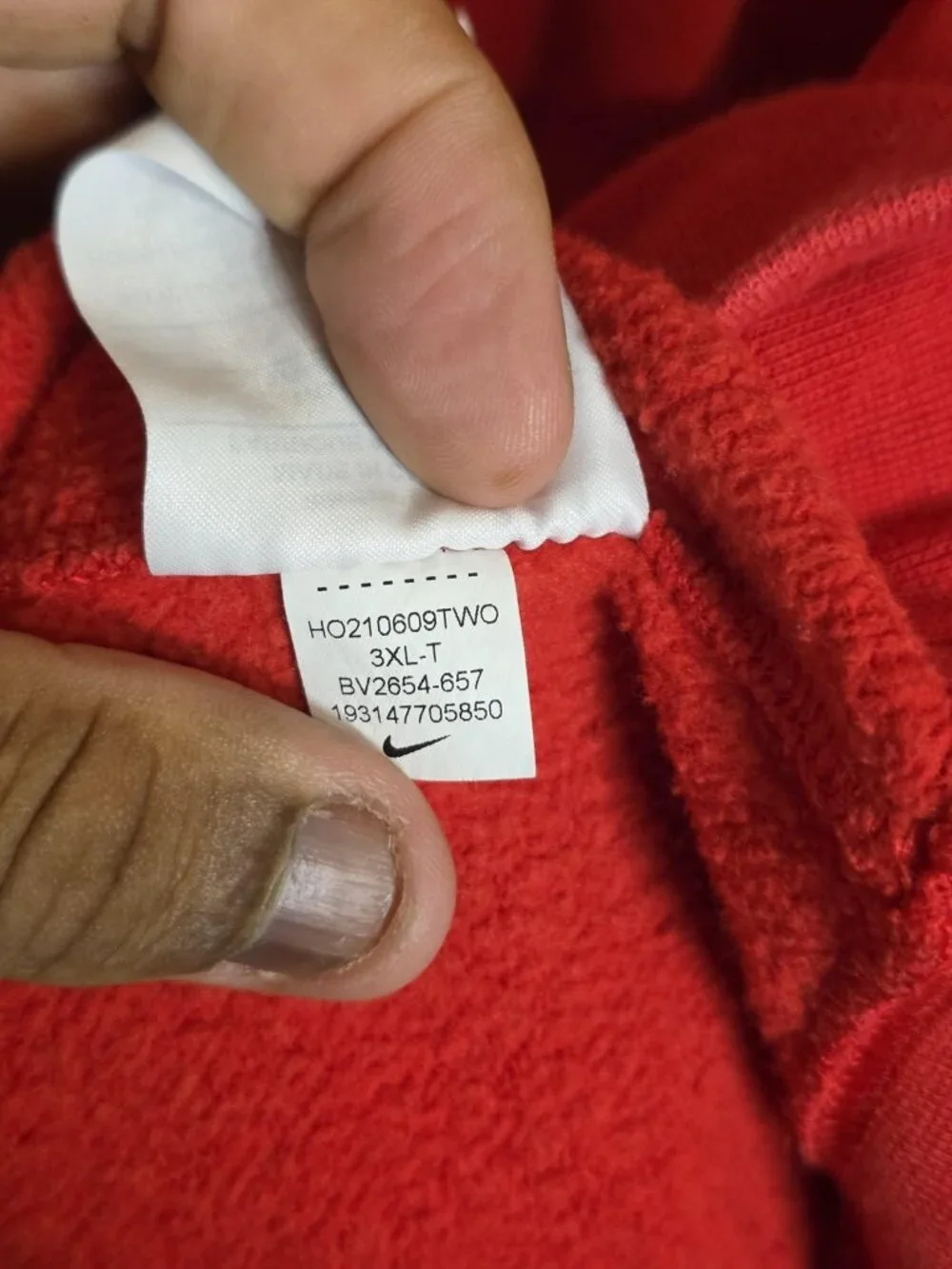 Nike Hoodie Mens 3XL Tall Red Pullover Fleece Sweatshirt Logo Stains BV2654-657